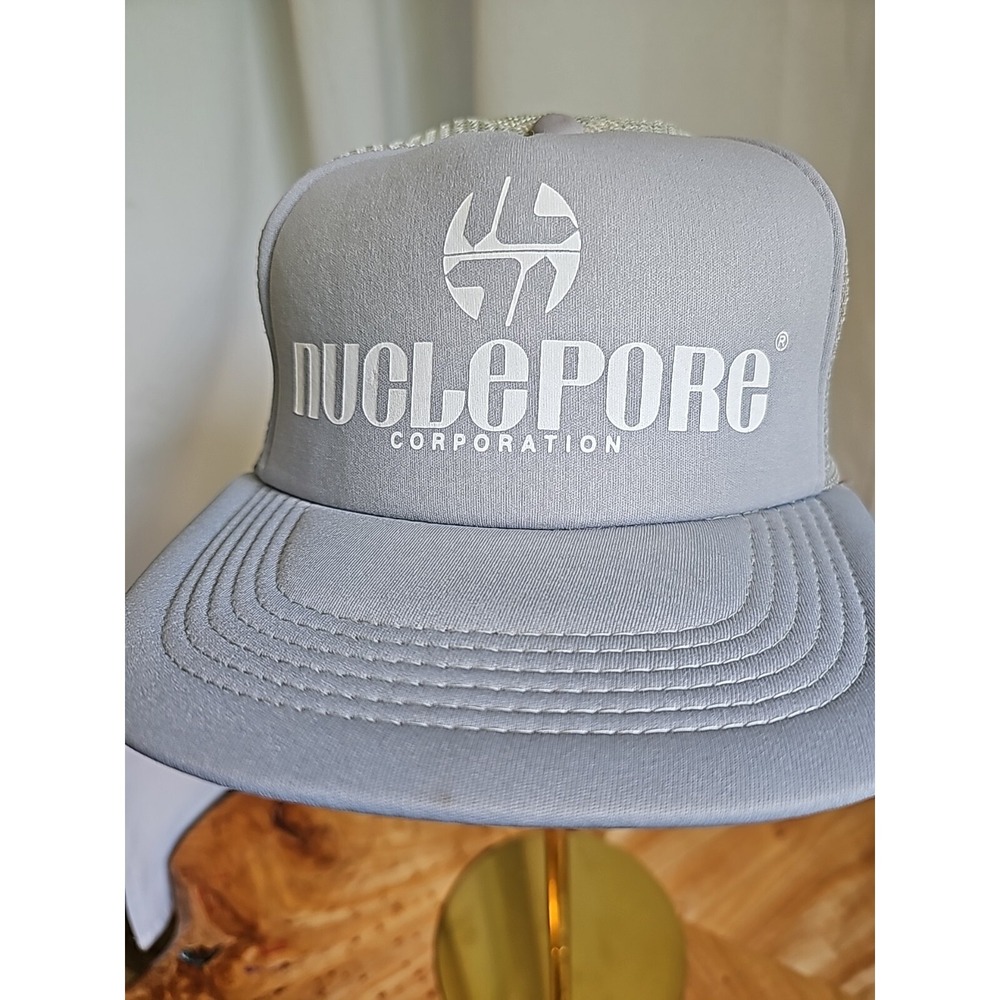 Vintage Adjustable Gray and White Industrial Nuclepore Mesh Trucker‎ Hat - Picture 3 of 15